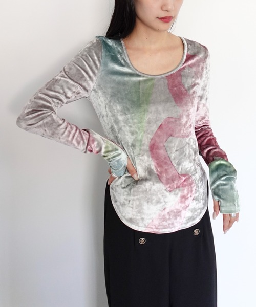 Velour Art Print Top/ベロアアートプリントトップス（Tシャツ
