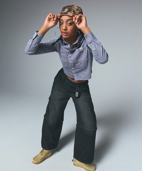 セール】FADED 2WAY WIDE LEG CARGO PANTS（デニムパンツ）｜X-girl