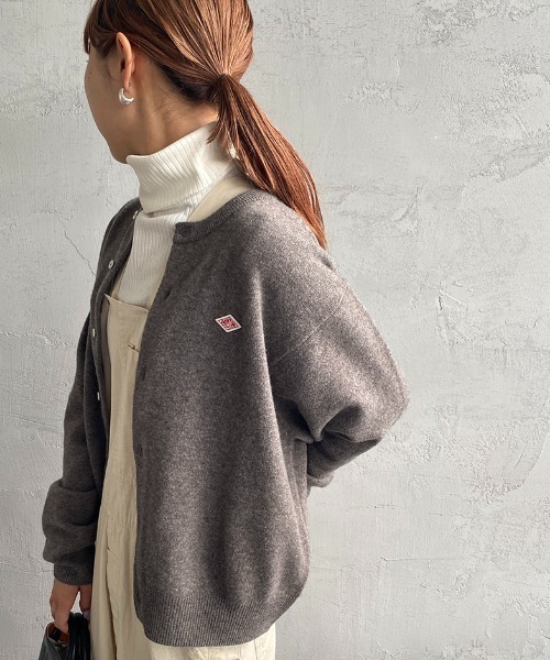 DANTON/ダントン] ワンポイントロゴ クルーネックニットカーディガン