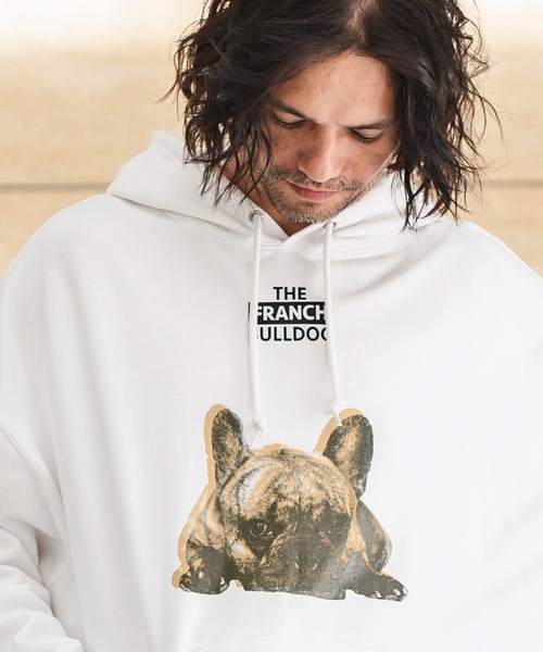 セール】mpa3587-プリント裏毛プルパーカー（フレンチブルドッグ