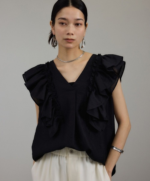 WEB限定】2WAYギャザーフリルノースリーブブラウス（シャツ/ブラウス