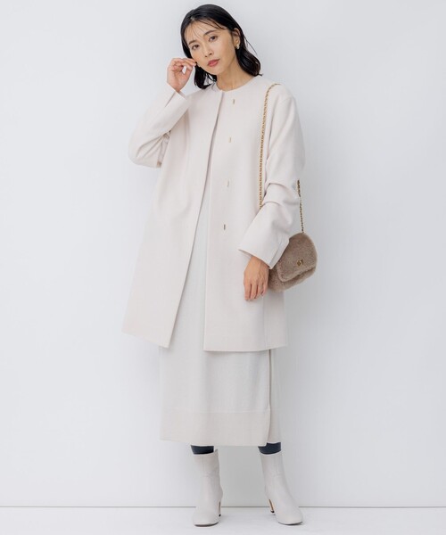 セール】ウールカシミヤビーバー ノーカラー コート（ノーカラーコート