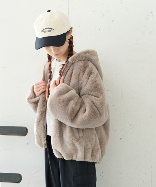 GLOBAL WORK（グローバルワーク）の「洗えるフワモコファーZIPパーカー