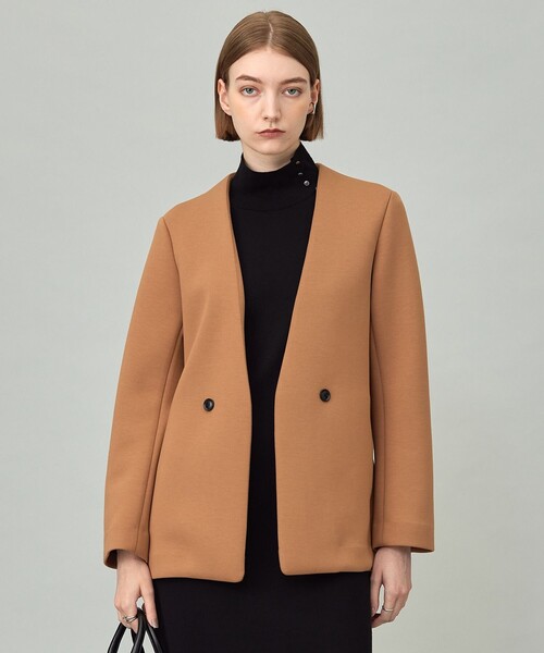 セール】コンパクトWフェイス ノーカラージャケット（ノーカラー