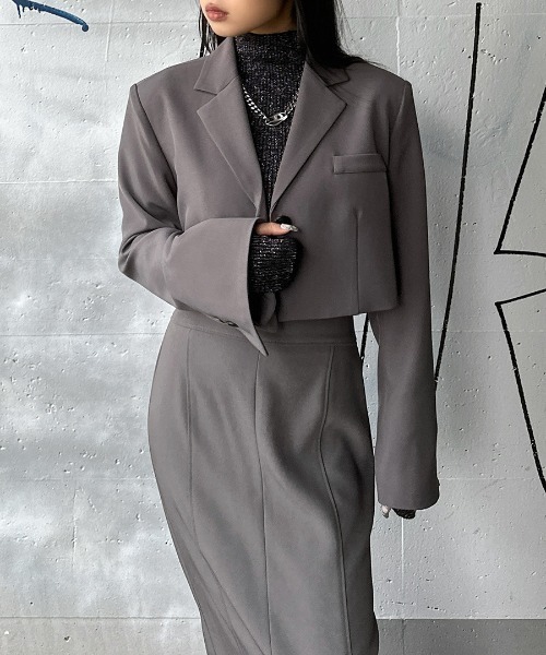 セール】【LVEU.】フレアカフスクロップドジャケット / セットアップ