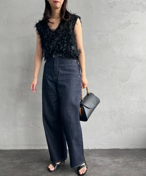 セール】[YANUK/ヤヌーク] JOAN ハイウエストワイドデニム（ワン