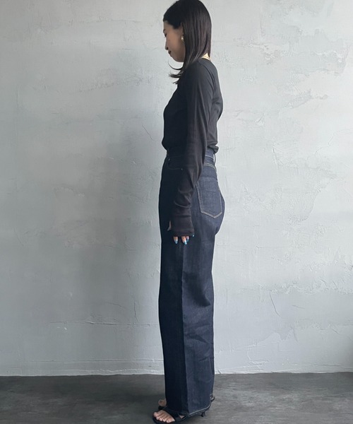 セール】[YANUK/ヤヌーク] JOAN ハイウエストワイドデニム（ワン