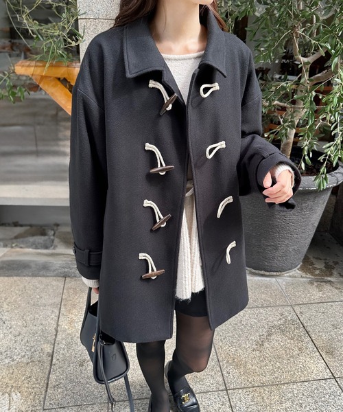 セール】中綿ステンカラーミドルダッフルコート（ダッフルコート