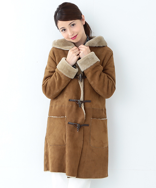 英国製 UNKNOWN アンノウン 羊革 ムートン ダッフルコート レディース