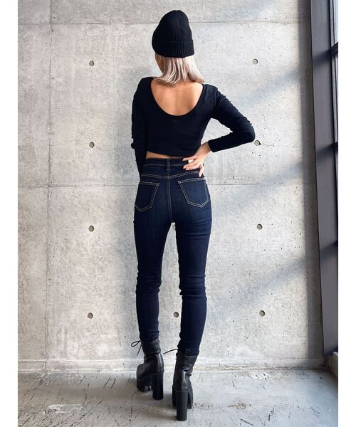 GYDA（ジェイダ）の「ハイウエストダブルベルトデザインスキニーデニム