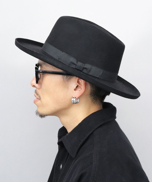 セール】ブリムアップ フラット ロングブリム フェルト 中折れハット