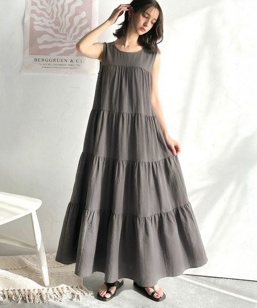 セール】洗練された大人フェミニン。 前後2WAY4段ティアードワンピース
