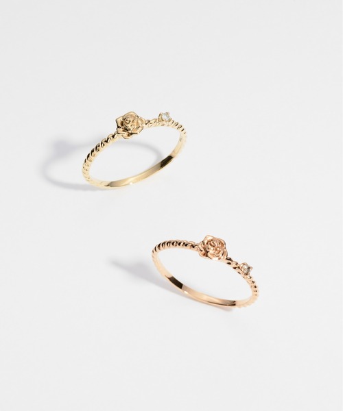 セール】K10 ダイヤモンド Roseピンキーリング（リング）｜Jewel