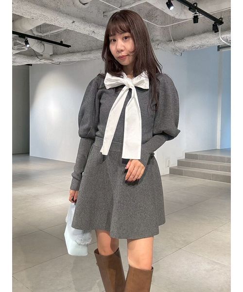 ボウタイニットセットアップ（ワンピース）｜LILY BROWN（リリー