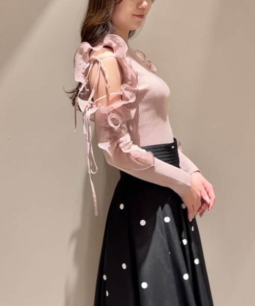 SNIDEL（スナイデル）の「フリルスリーブニットプルオーバー（ニット