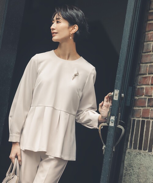 セール】《通勤・セレモニー/セットアップ対応》ペプラムブラウス