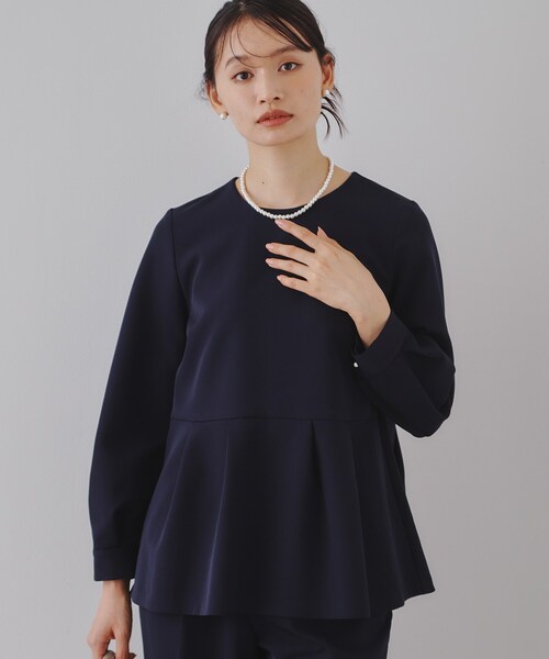 セール】《通勤・セレモニー/セットアップ対応》ペプラムブラウス