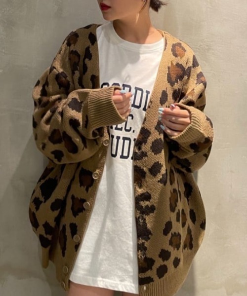 WEGO（ウィゴー）の「WEGO/ドロップショルダー総柄カーディガン