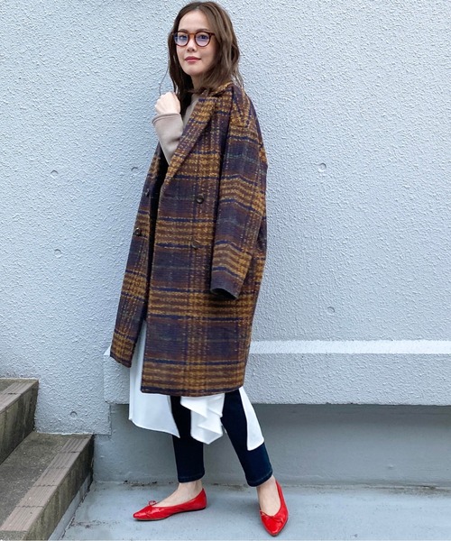 セール】ツイードチェックダブルコート（チェスターコート）｜PICCIN