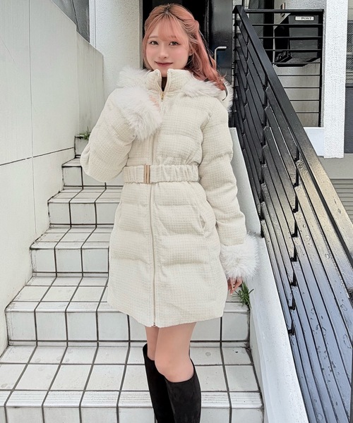 セール】ラメツィードロングダウンコート（ダウンジャケット/コート