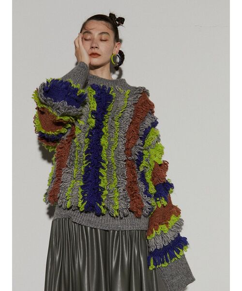 UN3D.（アンスリード）の「マルチカラーループニット（ニット/セーター