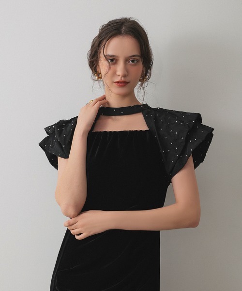 セール】【ANDRESD】drape velour dress ベロア ドレス パーティー