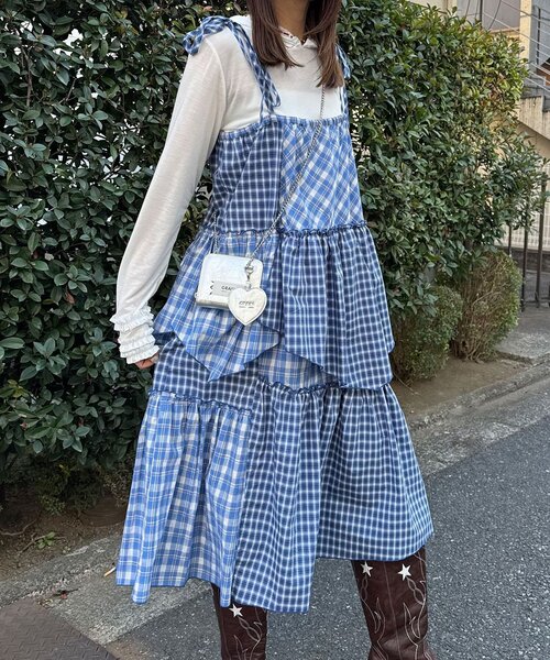 2WAYアソートチェックティアードキャミワンピース／スカート