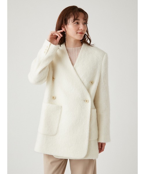 emmi（エミ）の「【emmi atelier】ノーカラーダブルジャケットコート