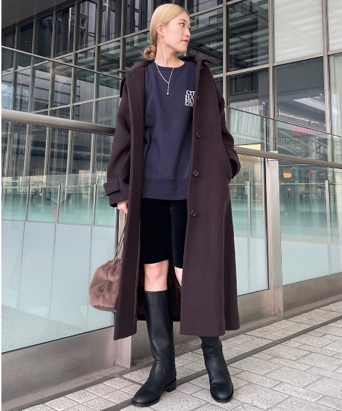 emmi atelier】ECO WOOLケープ付きロングコート（チェスターコート