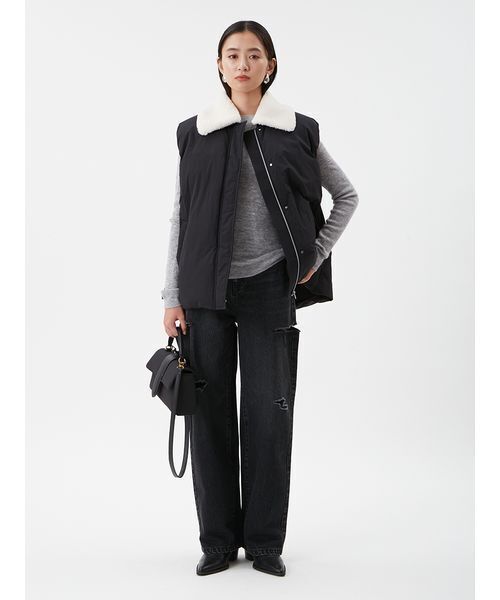 セール】ボア衿リサイクルダウンベスト（ダウンベスト）｜Mila Owen