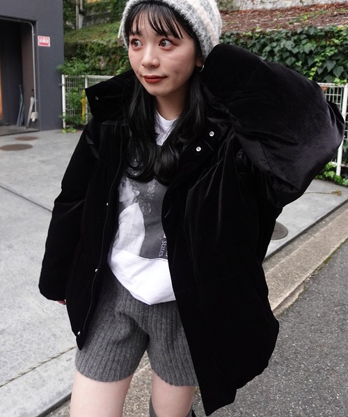 セール】【袖取り外し可/2WAY】ベロアパディングブルゾン（ブルゾン