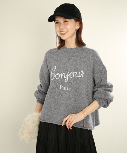 SLOBE IENA（スローブイエナ）の「Bonjour paris ロゴニット（ニット
