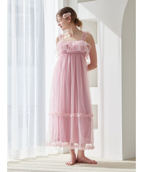 ハート柄チュールカップインワンピース（ルームウェア/パジャマ