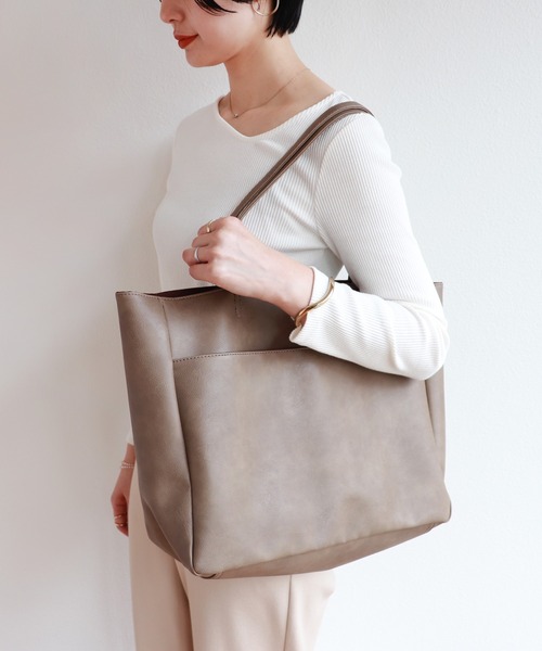 セール】合成皮革A4トートバッグ（トートバッグ）｜andme（アンドミー