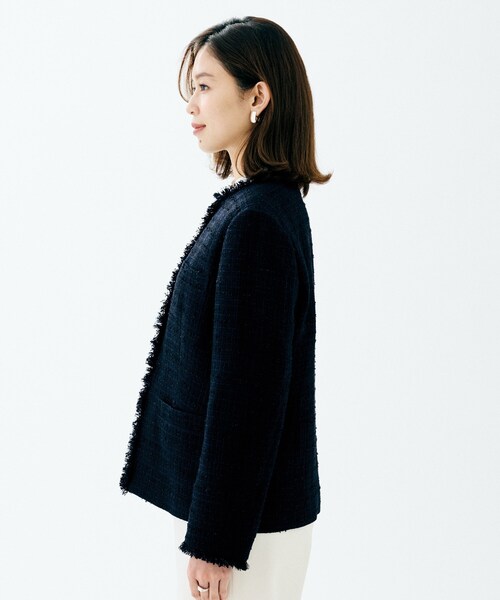 セール】【セレモニー/華やか】ファンシーツイード ジャケット（ノー