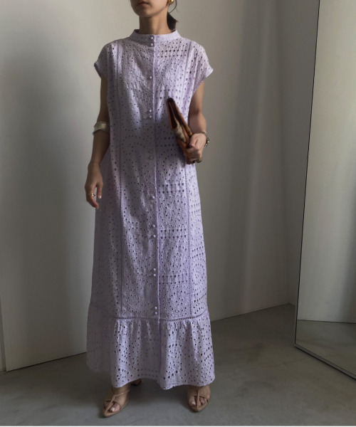Ameri（アメリ）の「EYELET LACE SHIRT DRESS（ワンピース）」 - WEAR