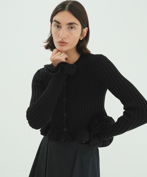 W FACE SHORT FRILLED KNIT TOPS（ニット/セーター）｜CLANE（クラネ