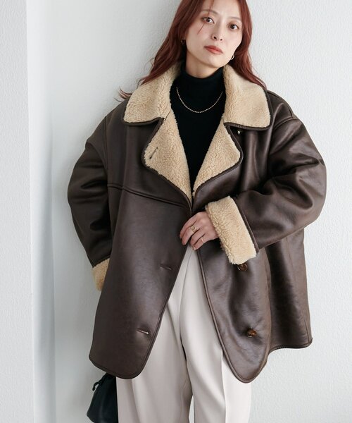 フェイクムートンミドルコート（ムートンコート）｜DISCOAT（ディス