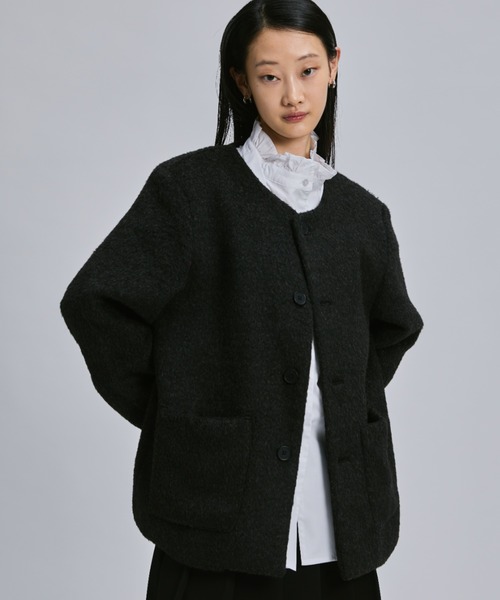 FEKETE（フェケテ）の「NO COLLAR WOOL SHAGGY JACKET / ノーカラー