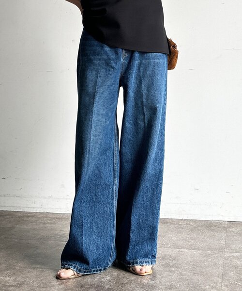 DouDou（ドゥドゥ）の「ハイウエストダブルボタンデニム（デニムパンツ