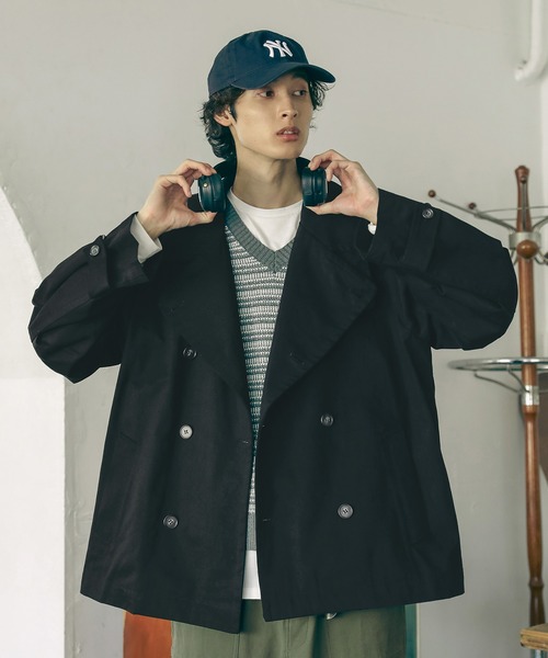 セール】オーバーサイズ チンストラップ ショート トレンチコート