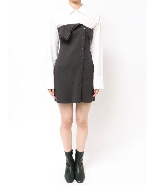 セール】【WEB限定カラーあり】シャツレイヤード風ニットドッキング