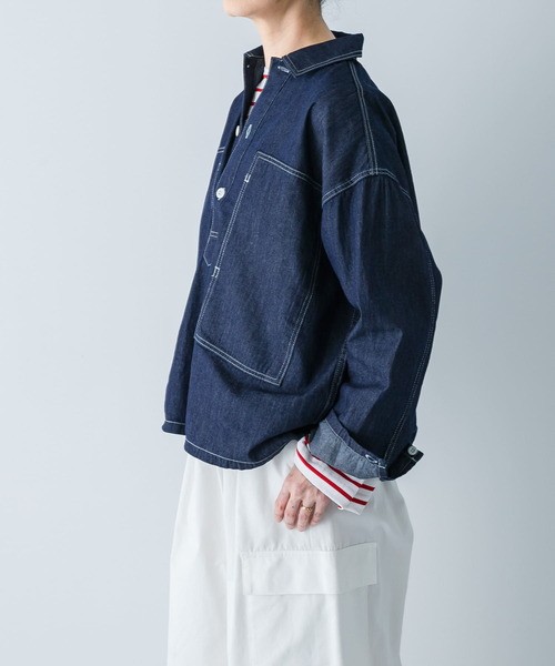 かぐれ（カグレ）の「デニムプルオーバーシャツ（シャツ/ブラウス