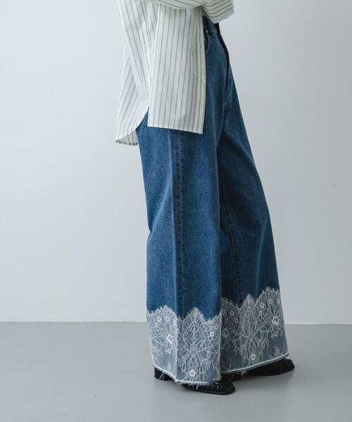 レースドッキングデニムパンツ（デニムパンツ）｜SENSE OF PLACE by