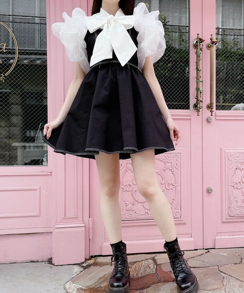 lilLilly（リルリリー）の「バックリボンデニムワンピース（ワンピース