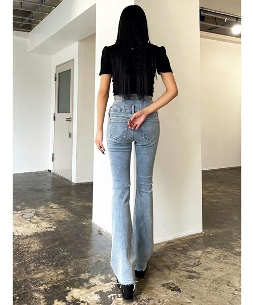 EMODA（エモダ）の「サイドオープンハイウエストフレアジーンズ