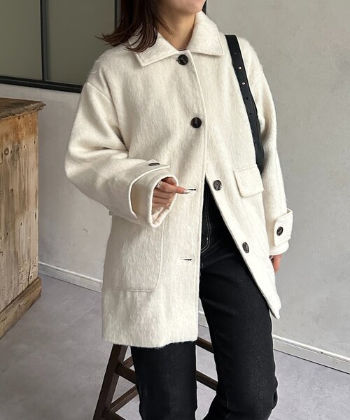 セール】ステンカラーシャギーミドルコート（その他アウター）｜Thevon