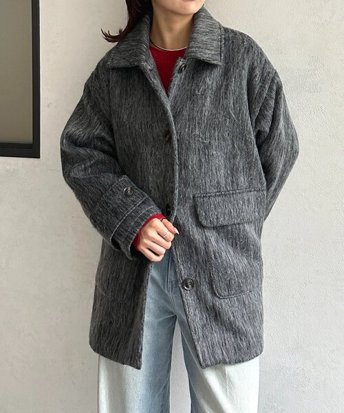 セール】ステンカラーシャギーミドルコート（その他アウター）｜Thevon