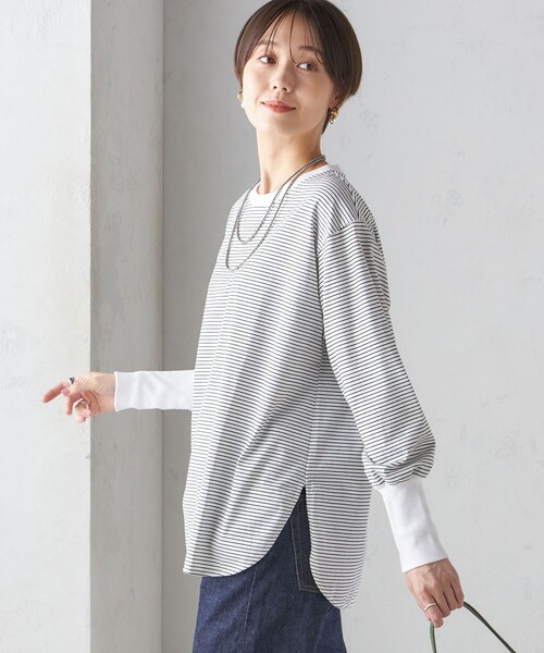 セール】ロング リブ スリーブ カットソー ボーダー / ソリッド（T