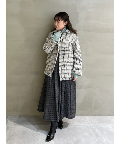 LILY BROWN（リリーブラウン）の「フリンジツイードジャケット（その他